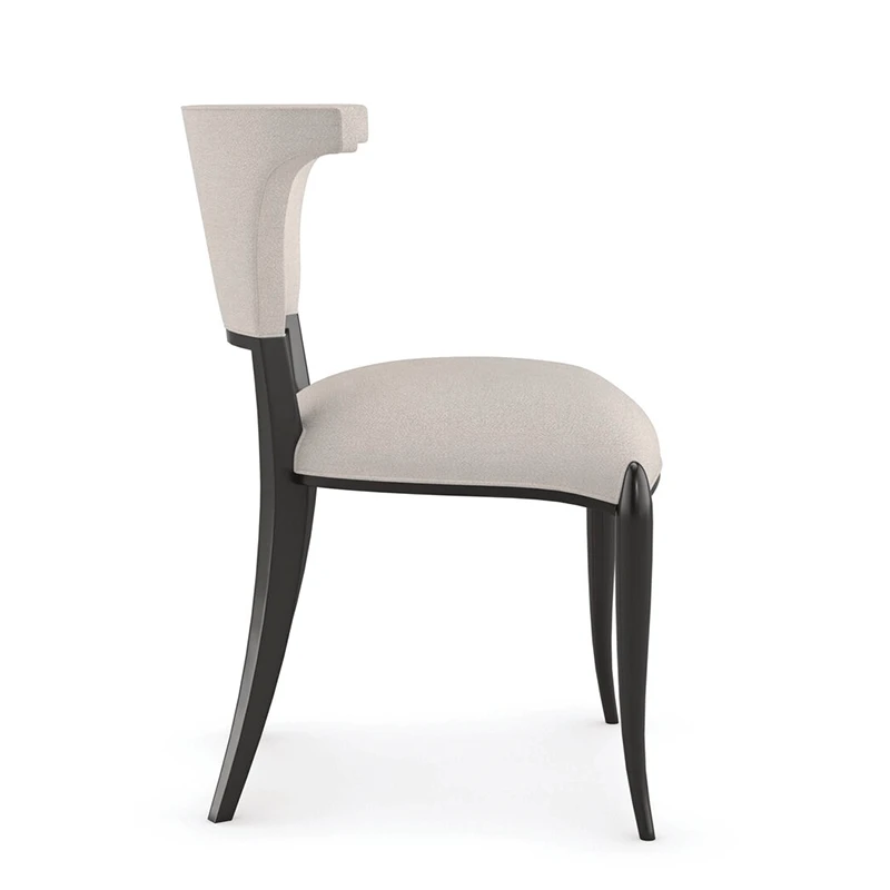 curvy white fabric dining side chair