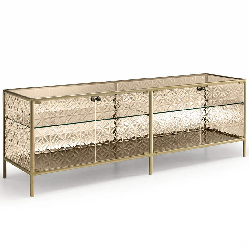 echo Fiam Italia's Echo buffet champagne trim and glass dining buffet product shot