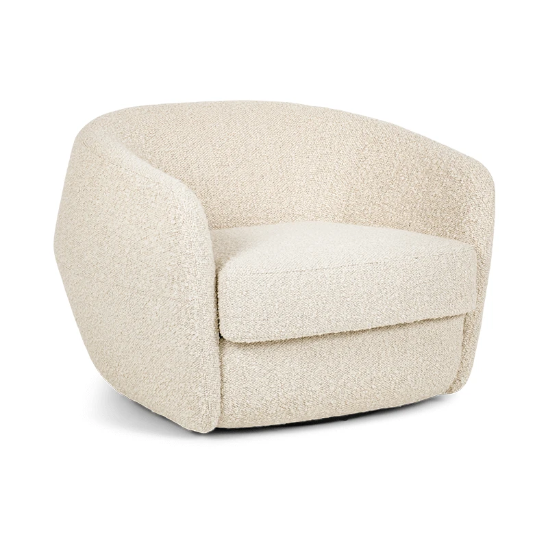 Berger accent chair in a cream fabric arm chair with curve and swivel product image by American Leather