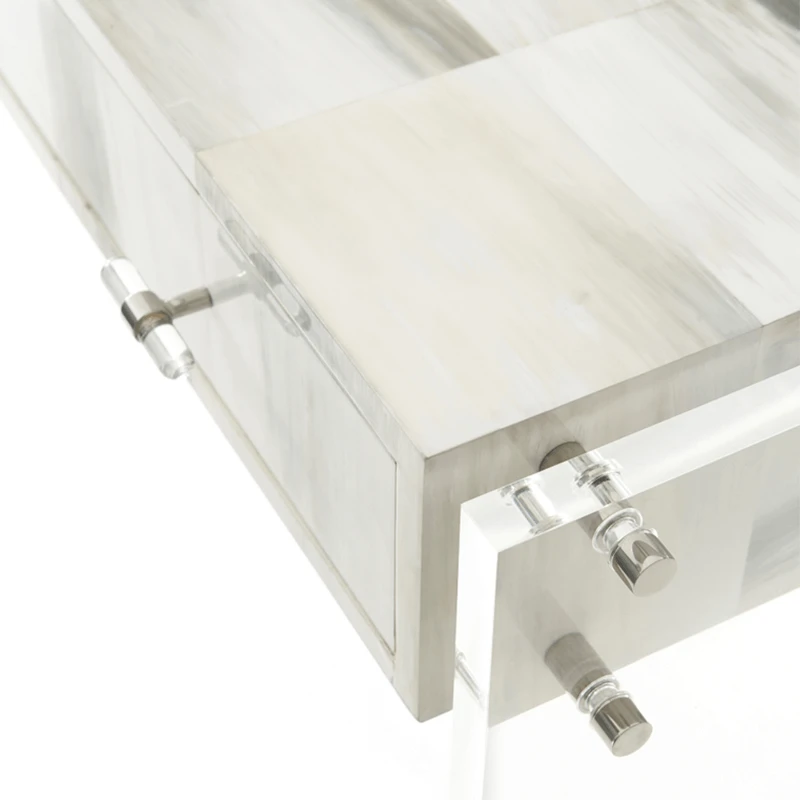 acrylic base and hand-painted faux horn tiled top desk product image closeup