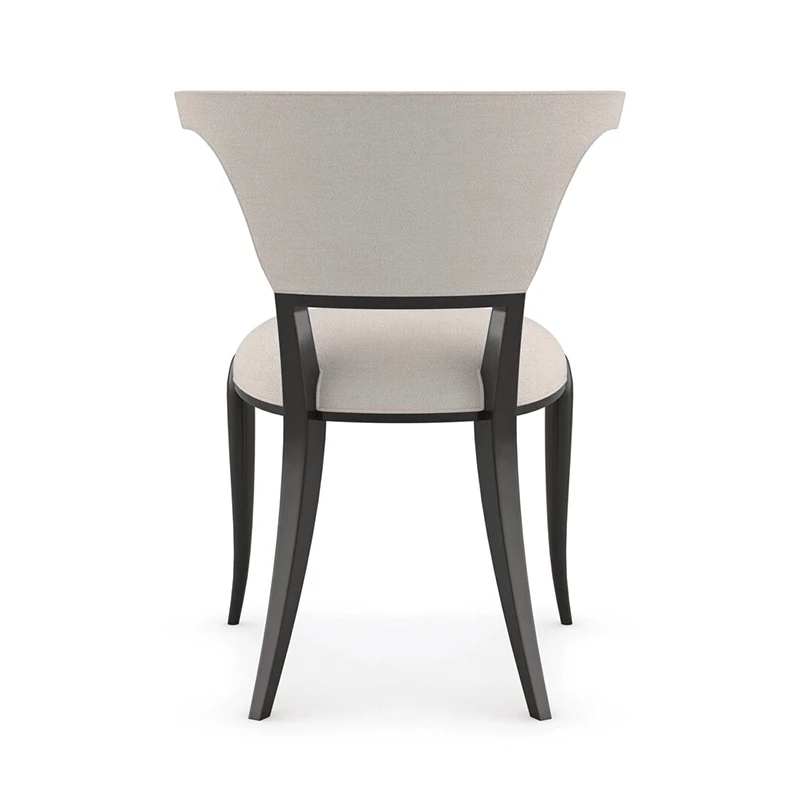 curvy white fabric dining side chair