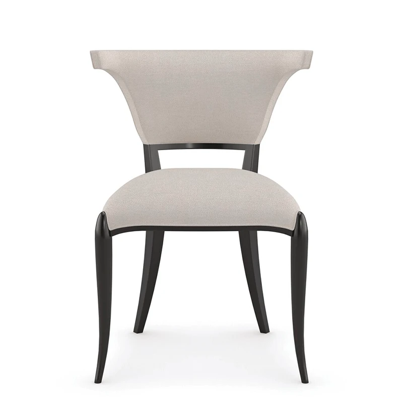 curvy white fabric dining side chair