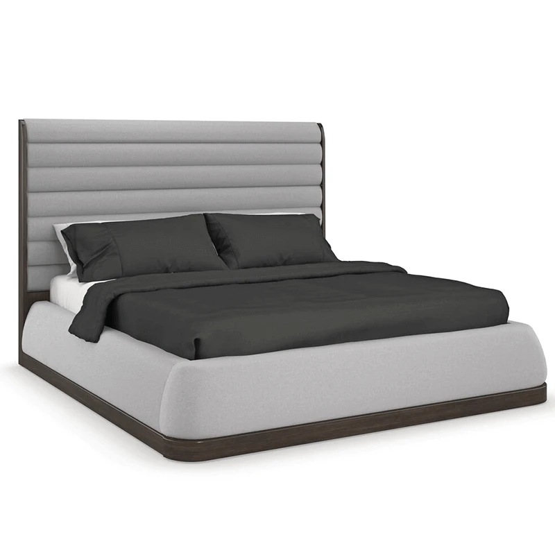 LaModa La Moda Bed a gray modern bed with horizontal slats by Caracole