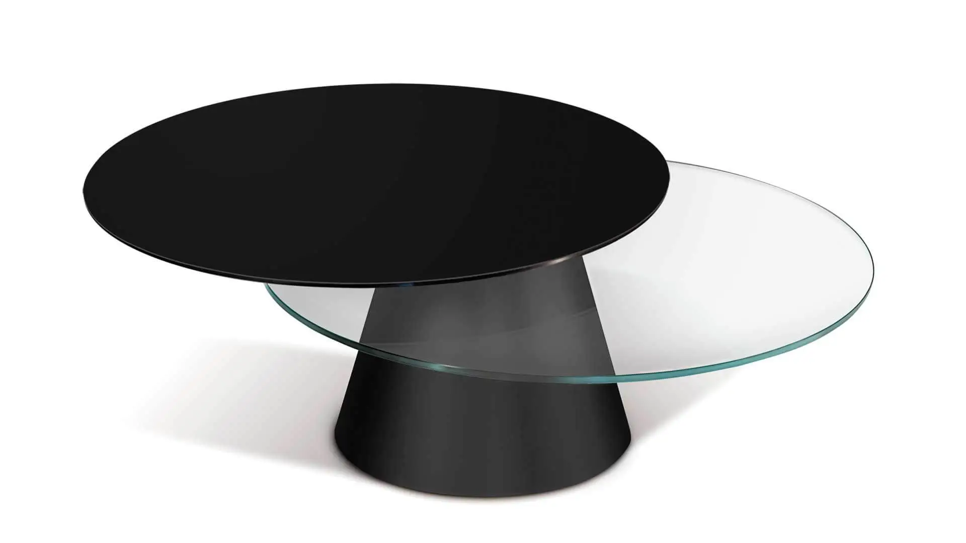 round two top coffee table in ceramic and glass combination