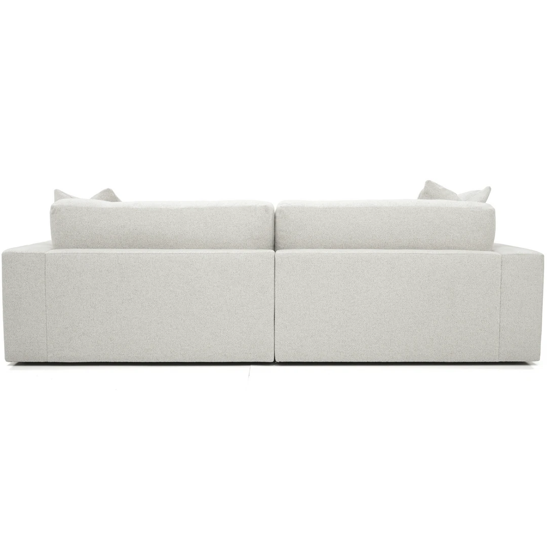 white steve sofa by American leather silhouette back view.