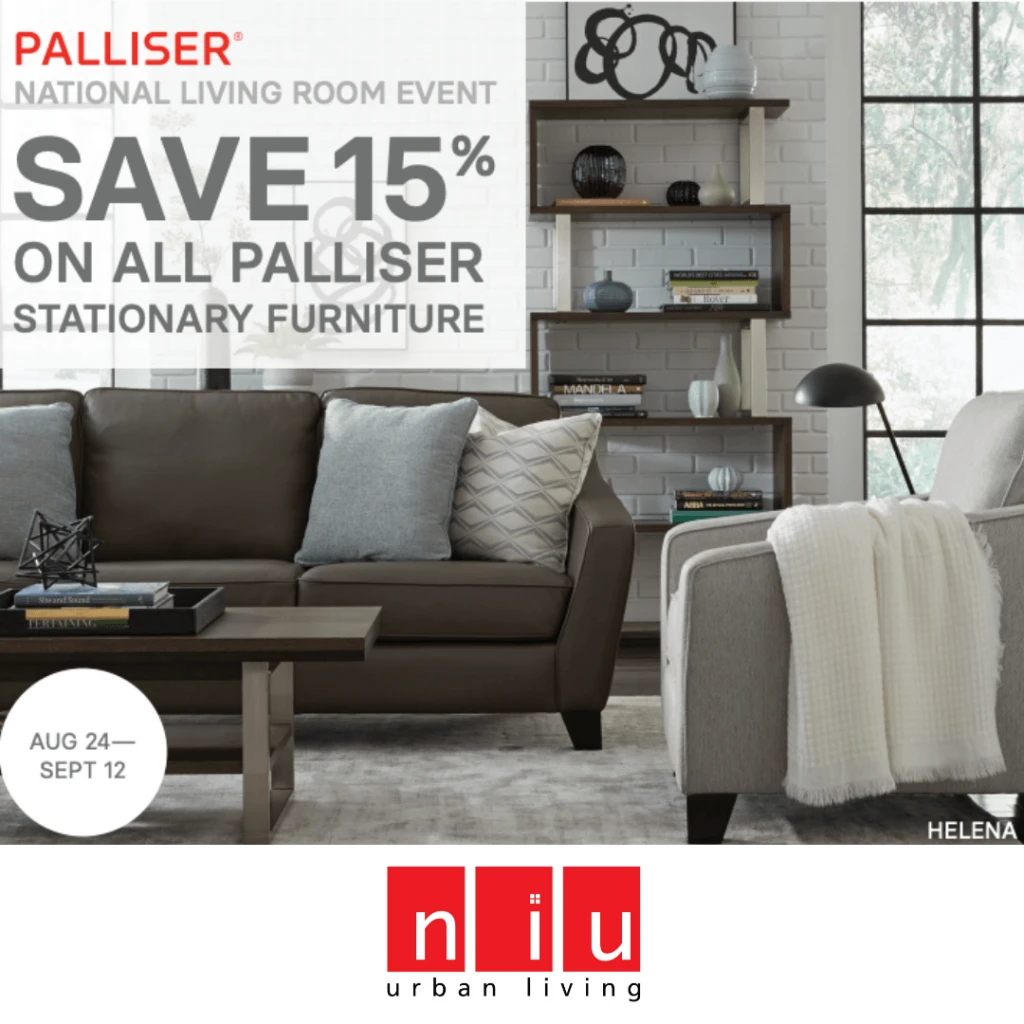 Save 15% on all PALLISER Stationary Furniture (Valid From: August 24, 2019 to September 12, 2019) Save 15% on all PALLISER Stationary Furniture (Valid From: August 24, 2019 to September 12, 2019)