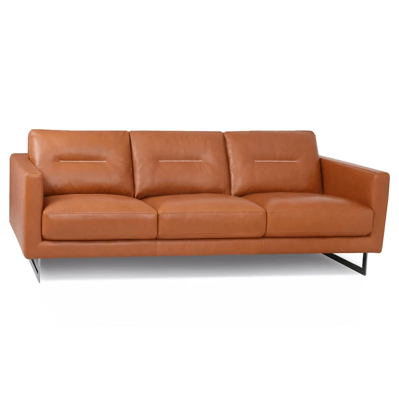 camel colored three piece sofa top grain leather